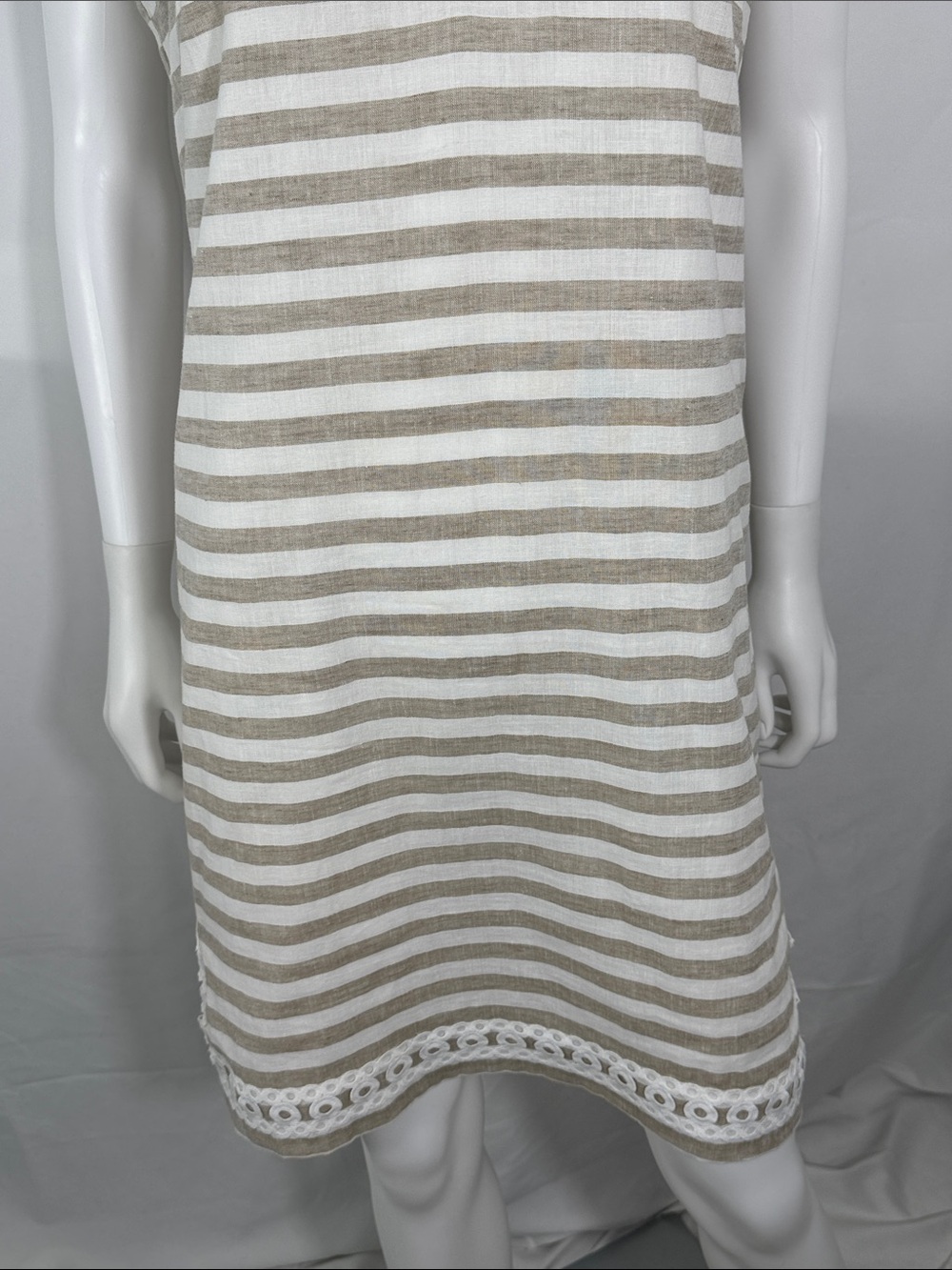 Eliza J Striped Linen Blend Sleeveless Shift Dress Trim Accent Size 10 - Picture 6 of 15